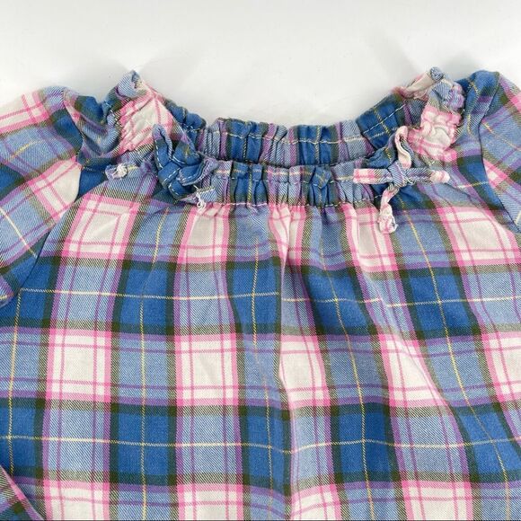 Carter’s Girl’s Pink/Blue Plaid Gold Metallic Plaid Long Sleeve Twill Blouse 5T - Picture 4 of 10